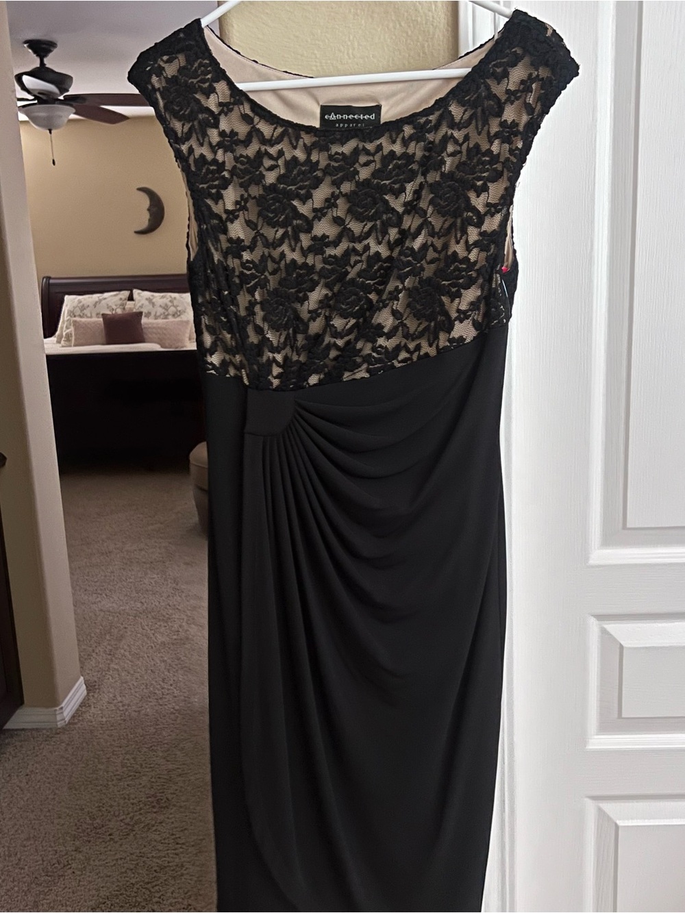 connected apparel Black Lace Bodice Midi Dress